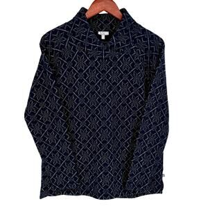 Talbots Sz Small Winter Snowflake Silver Metallic Christmas Blouse Shirt Top